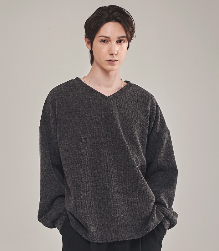 CHARCOAL Oversized Knit Sweatshirts [Official SALE 25%]